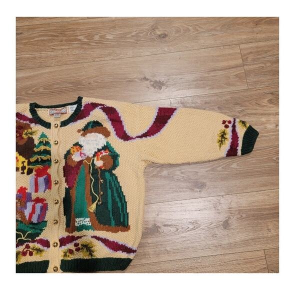 VTG Cardigan Bay Christmas Cardigan Sweater Hand Knit Sz 1X Cottagecore - Picture 8 of 12